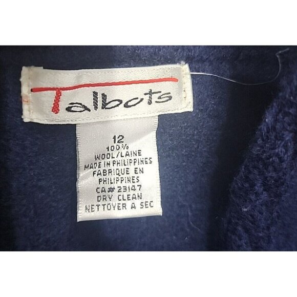 Talbots Blue Wool Knit Blazer 3 Button Jacket Women's 12 - Picture 10 of 11
